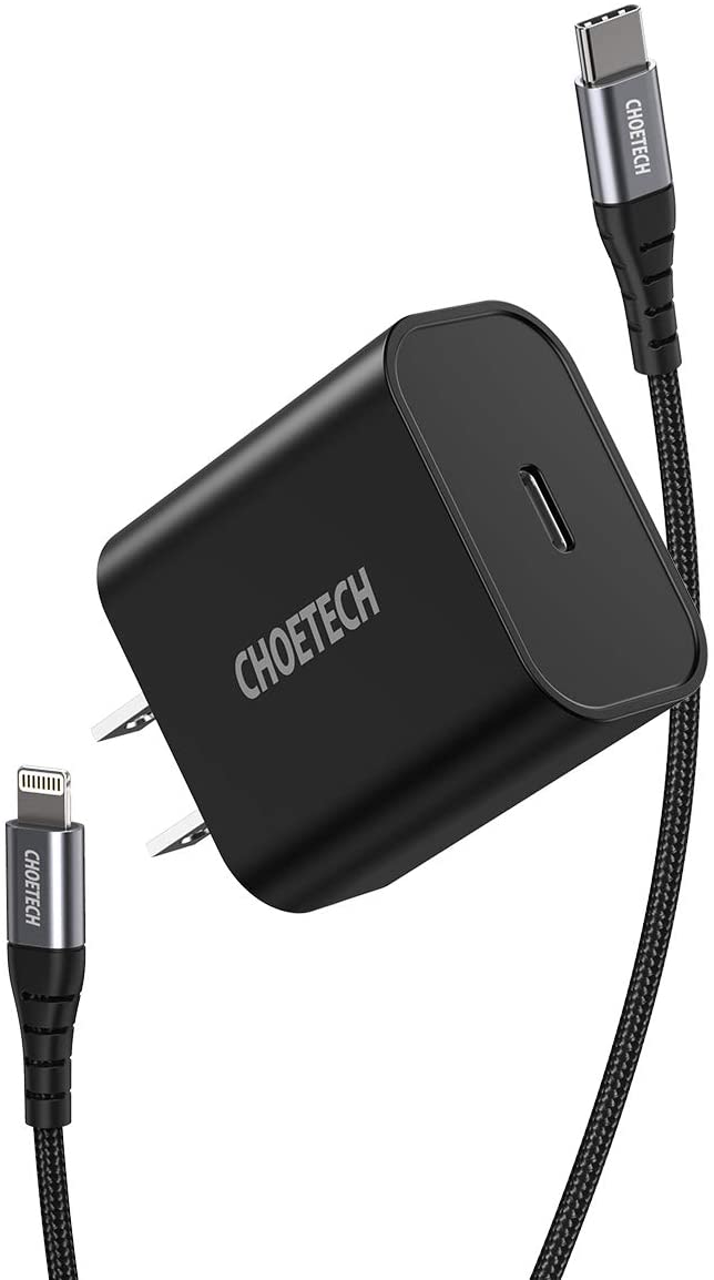 iPhone Fast Charger, CHOETECH USB C Charger for iPhone 12/12 Mini/12 Pro Max, 18W PD Charger Wall Adapter with [MFi Certified] Nylon Braided USB-C to Lightning Cable for iPhone 11, SE, iPad, AirPods CHOETECH