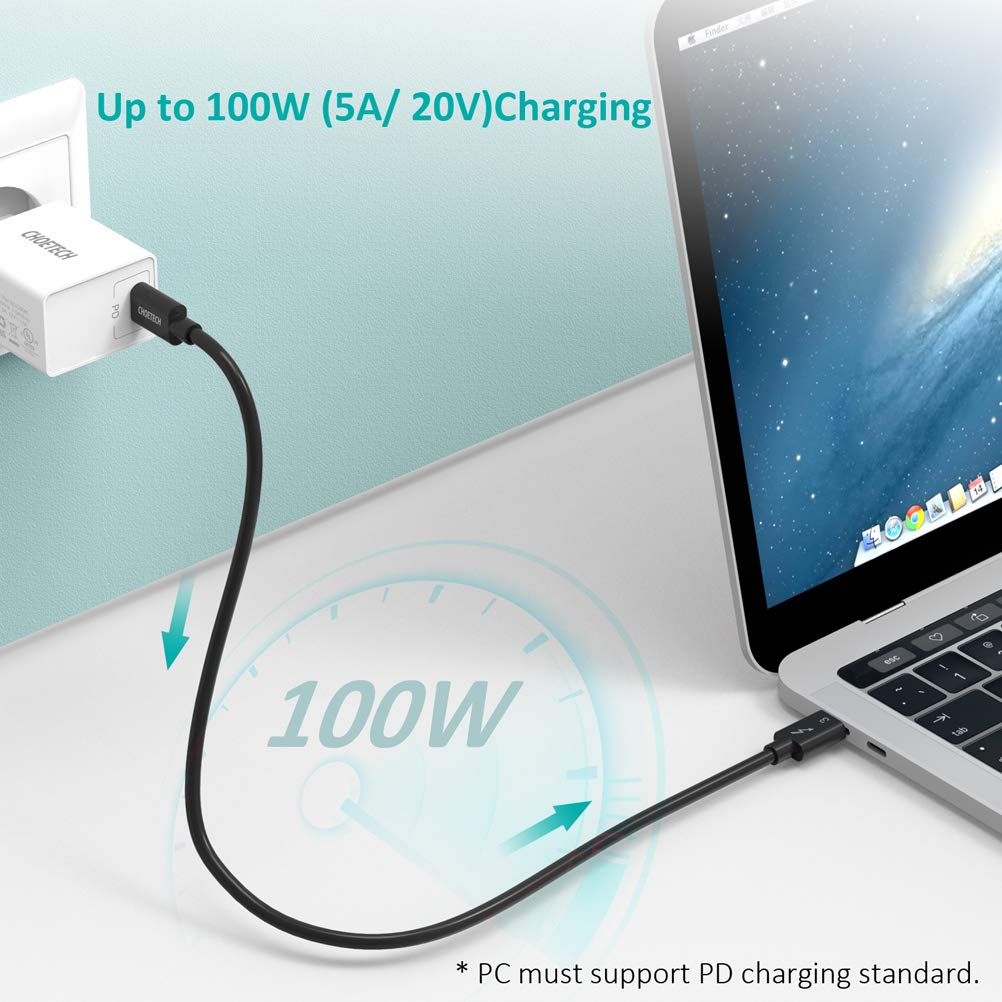 A3007 USB Type C Thunderbolt 3 Cable 40Gbps/100W Charging (2.3 feet/0.7 Meters) 5A/20V CHOETECH