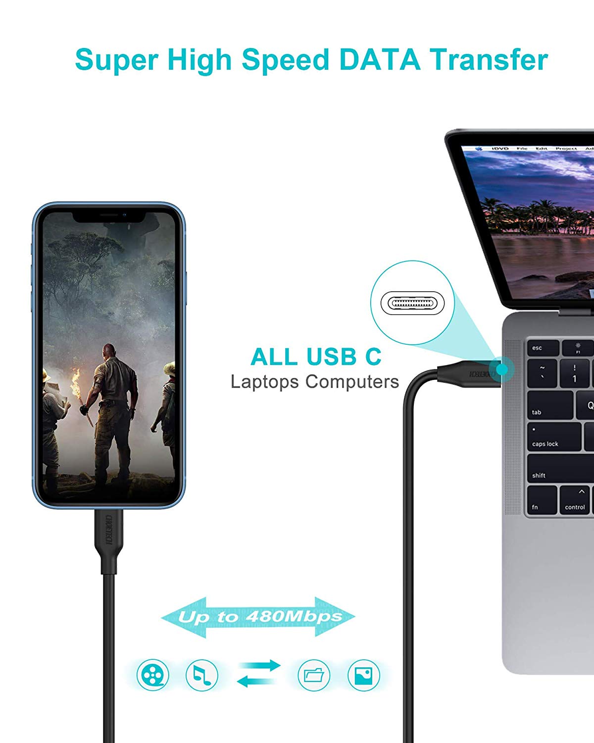 CHOETECH USB C to Lightning Cable [6ft Apple MFi Certified] CHOETECH