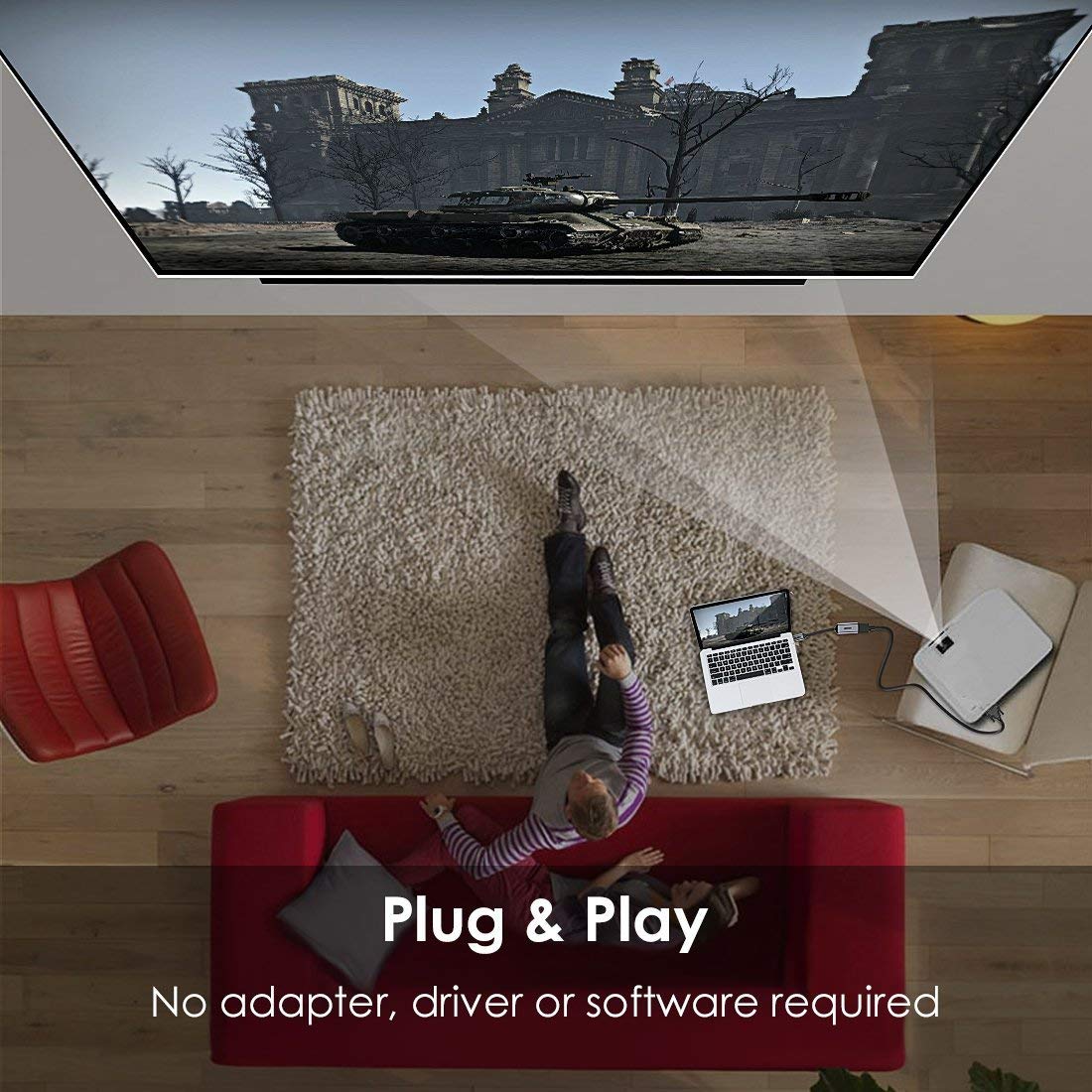 HUB-H10 USB C to HDMI Adapter with Braided Cable 4K@60Hz Sleek CHOETECH