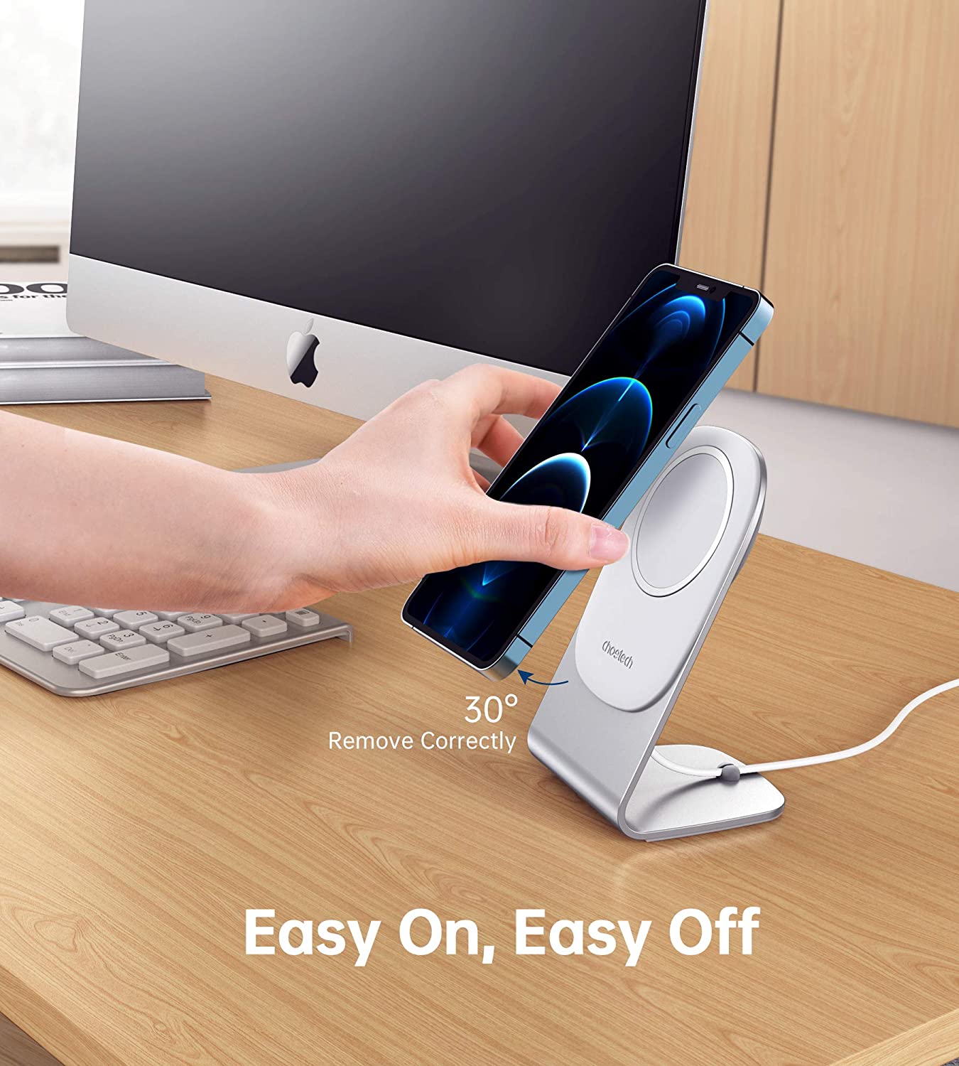 H046 Choetech Phone Stand for MagSafe Charger Aluminum iPhone 12 Magnetic Charging Dock Holder Cradle for Desk CHOETECH