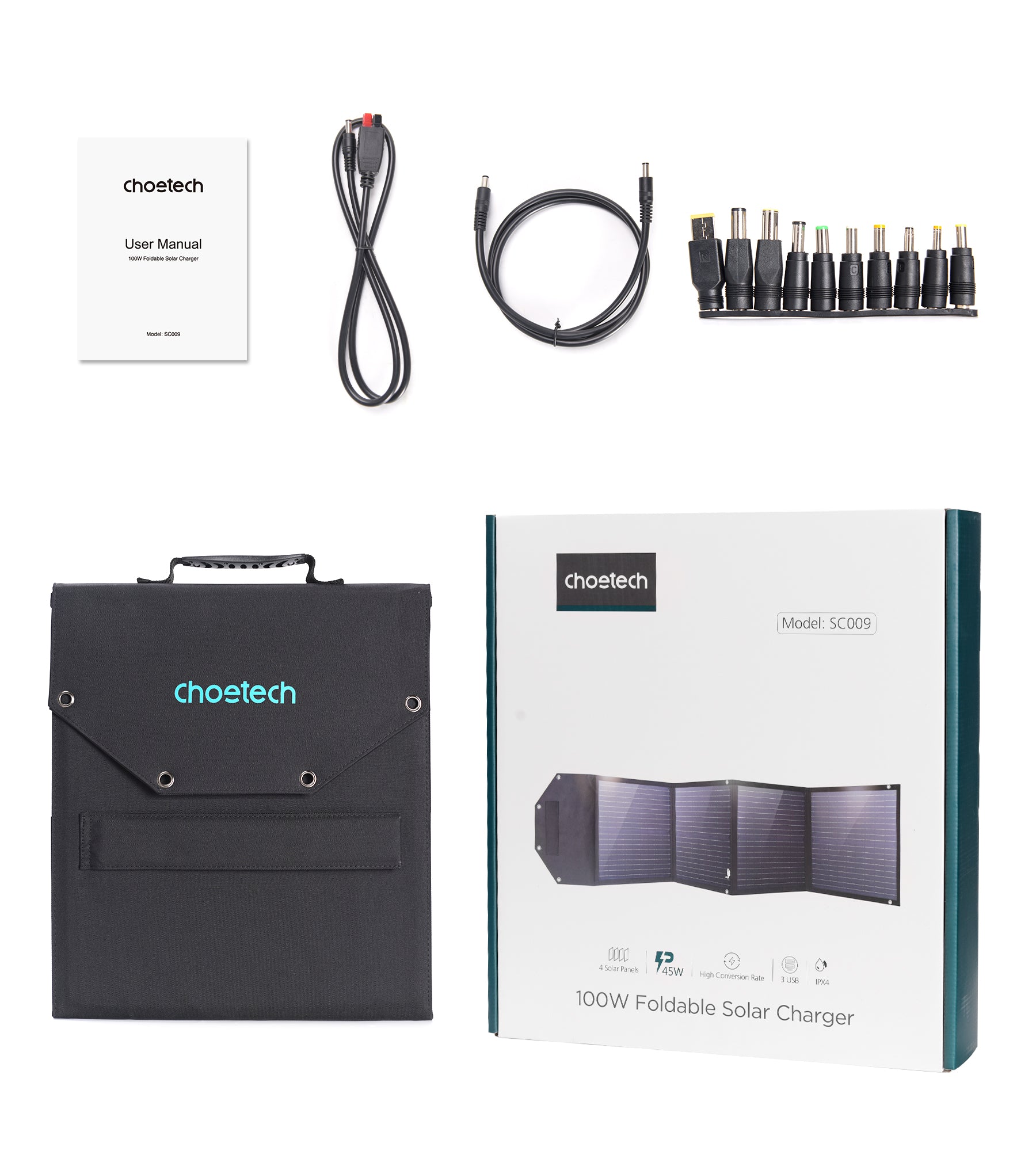 SC009-V2 Choetech 100W USB Foldable Solar Charger