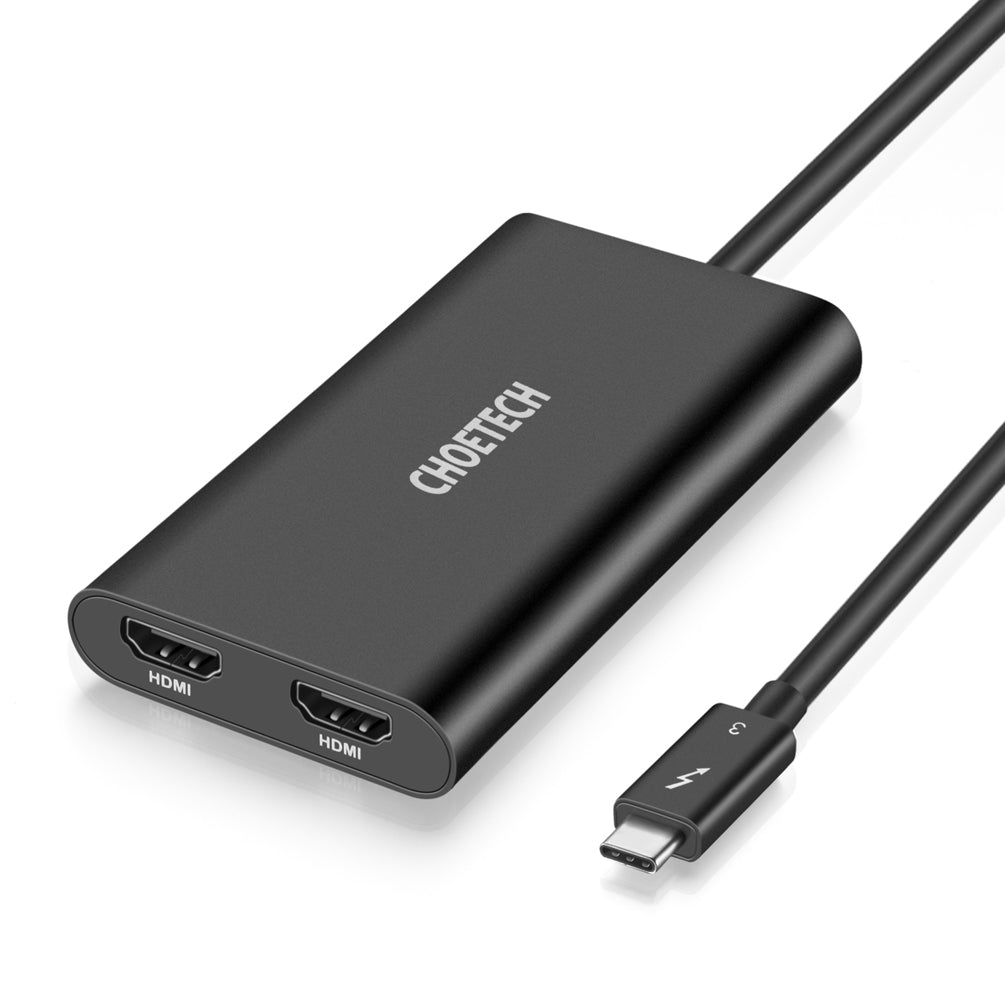 CHOETECH [Certified] USB C Thunderbolt 3 to Dual HDMI 2.0 Adapter Support Dual 4K 60Hz for Thunderbolt 3 Computers HUB-H07 CHOETECH