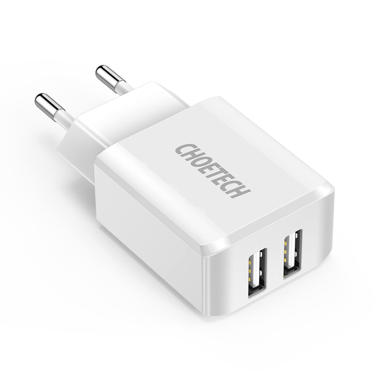 CHOETECH C0030 Dual USB Reiseladegerät 10W (5V/2A) USB Ladegerät für iPhone X/8/8 Plus/7/7 Plus/6/6S/6S Plus, iPad Pro Air/Mini, Samsung Galaxy S8/S7/S6, Google, HTC, LG und andere Tablets Weiß