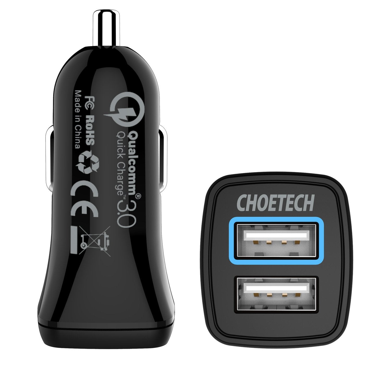 Cargador de coche C0051 Quick Charge 3.0 Tech 30W con cable USB