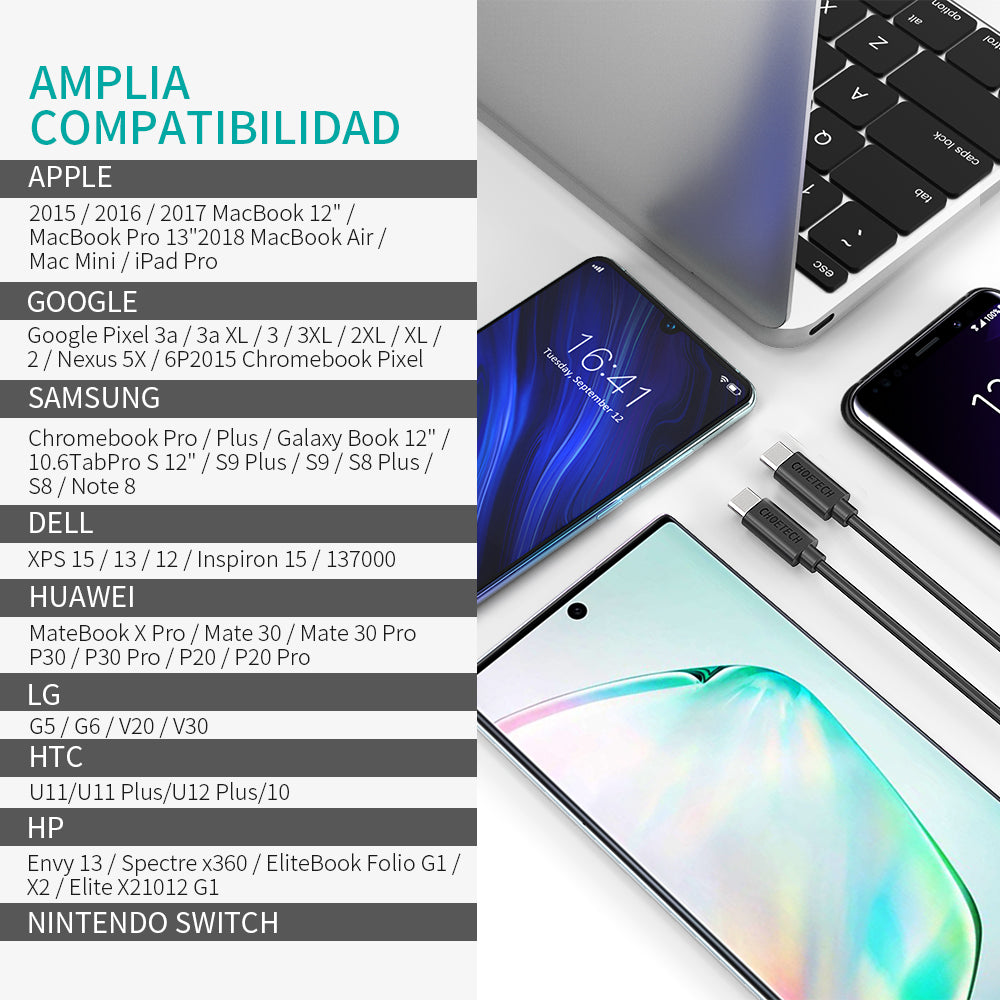 CC0001 Choetech 3A USB-C to USB-C Cable 1.6ft
