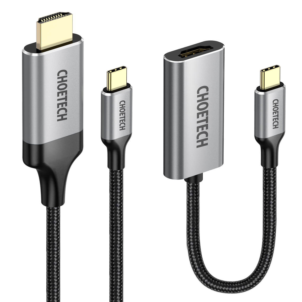CH0033 Choetech 4K@60Hz USB-C to HDMI Cable 6.5ft/2m & USB-C to HDMI Adapter