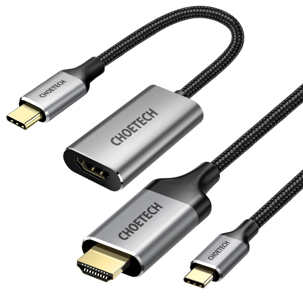 CH0033 Choetech Câble USB C vers HDMI (4K à 60 Hz), 6,5 pieds/2 m, adaptateur tressé USB Type C vers HDMI Câble Thunderbolt 3