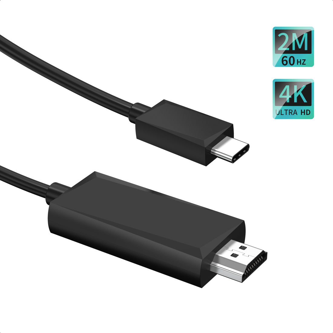 CH0020 Cable USB C a HDMI (4K a 60 Hz), cable tipo C a HDMI [compatible con Thunderbolt 3] para MacBook Pro 2019/2018/2017, MacBook Air/iPad Pro 2019/2018, Surface Book2, Galaxy S10 y más. Negro-2m/6ft