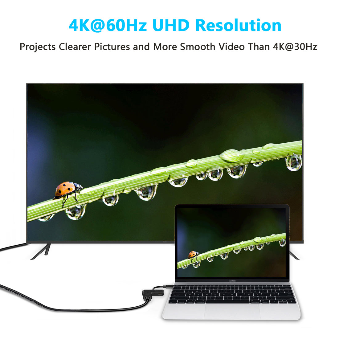 HUB-M03 CHOETECH USB-C-zu-HDMI-Adapter (4K bei 60 Hz), USB-Typ-C-HDMI-Buchsenadapter mit 60-W-PD-Ladeanschluss Thunderbolt 3, kompatibel mit MacBook Pro/iPad Pro/MacBook Air 2018, Surface Book 2, Dell XPS 13/15
