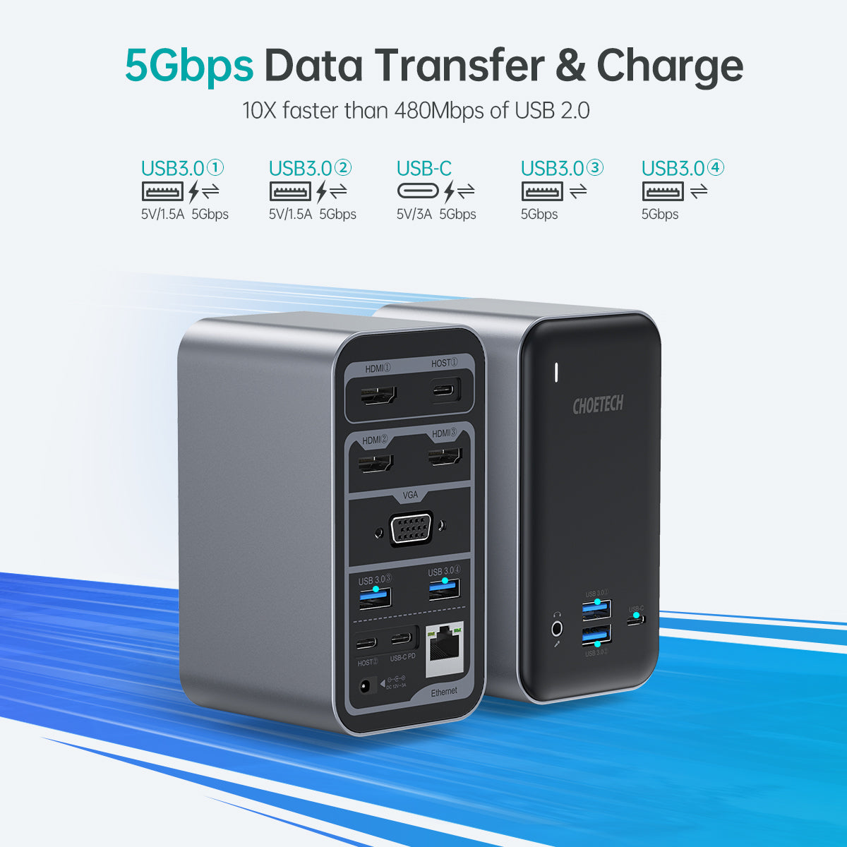 HUB-M21 Choetech Multifunction USB Docking Station