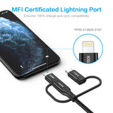 IP0030 Choetech 3-in-1 Braided Cable with Lightning/Type-C/Micro USB Connectors