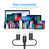 IP0030 Choetech 3-in-1 Braided Cable with Lightning/Type-C/Micro USB Connectors