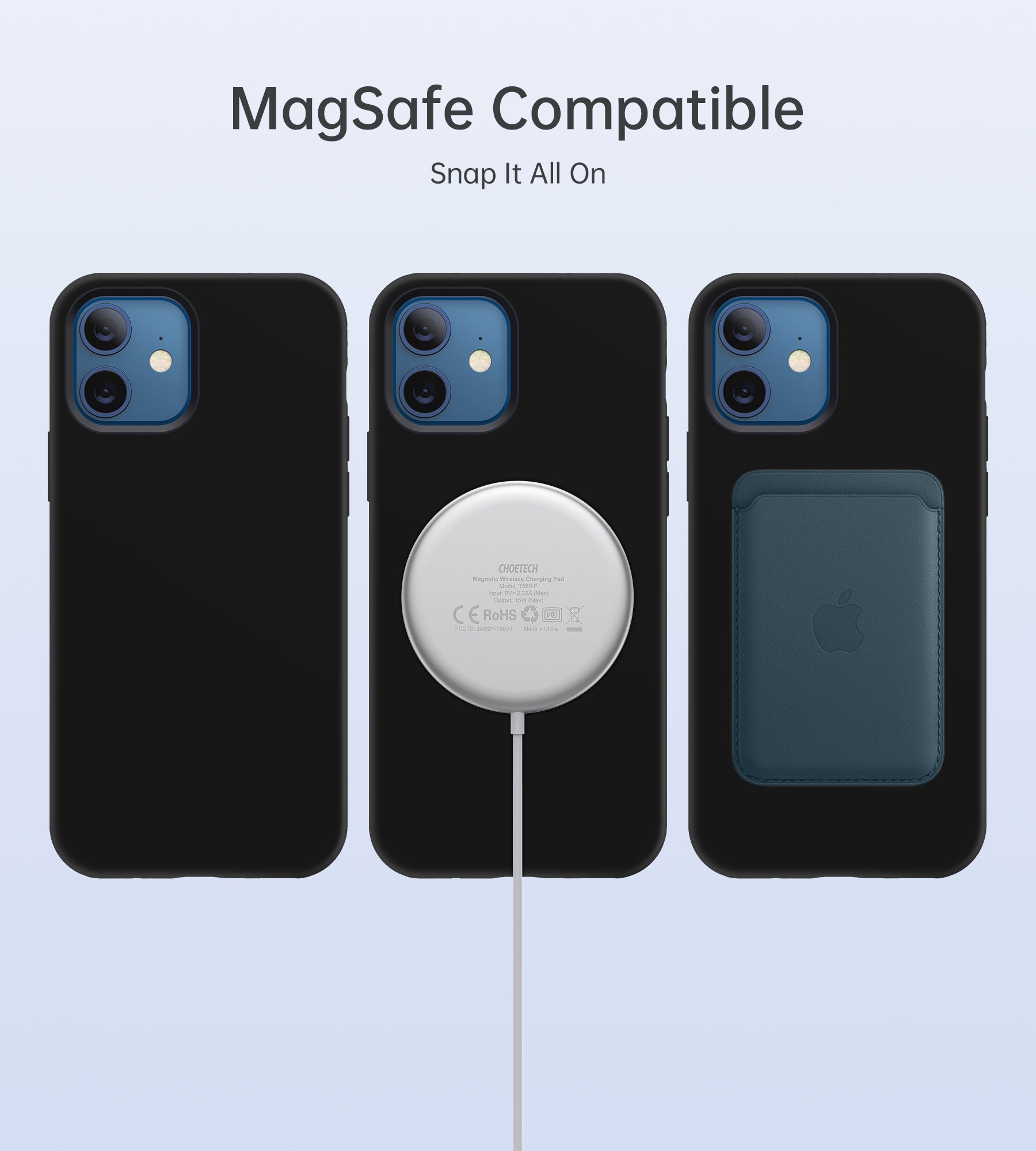 PC0095 CHOETECH Coque en Silicone Liquide Compatible avec iPhone 12 Mini, Coque Magnétique de Protection Intégrale Soyeuse avec Doublure en Microfibre Anti-Rayures