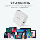 Q5001 Chargeur Rapide 5A, 22.5W (4.5V/5A, 5V/4.5A) Adaptateur Secteur Chargeur Rapide USB A pour Huawei P30 Pro/P30/P20 Pro/P20/ P10+/P10/Mate 20 Pro/Mate 20, iPhone 7/ 7+/SE, iPad Pro 9,7", iPod, Samsung Note 10