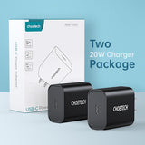 MIX00122 USB C Charger, CHOETECH 2-Pack PD Fast Charger 20W Type C Power Delivery 3.0 Wall Charger Compatible for iPhone 12/12 Pro Max/12 Pro/12 Mini/11 Pro Max/SE/XS/XR/8, iPad Pro, Galaxy S20/S10, Pixel 5/4