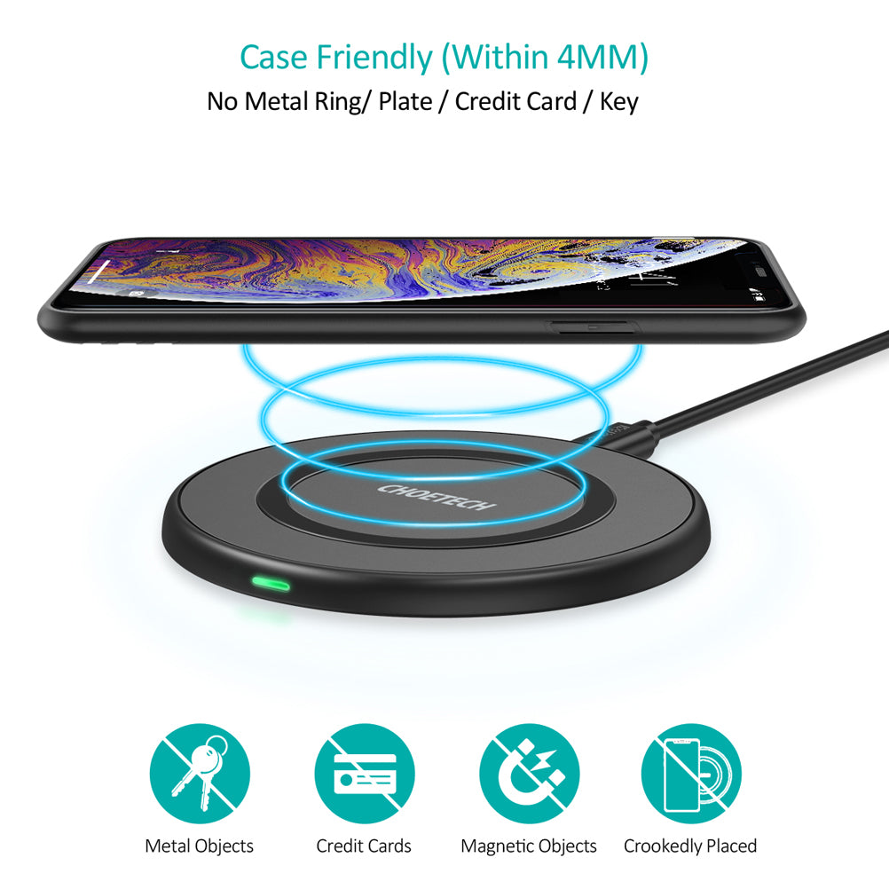 T526 CHOETECH Wireless Charger, 10W Fast Wireless Charging Pad Compatible with iPhone 12/12 Pro/12 Pro Max/12 Mini/SE 2020/11 Pro Max/Xs Max/XR/X, Galaxy S20/Note 10/S10,LG V30/V35