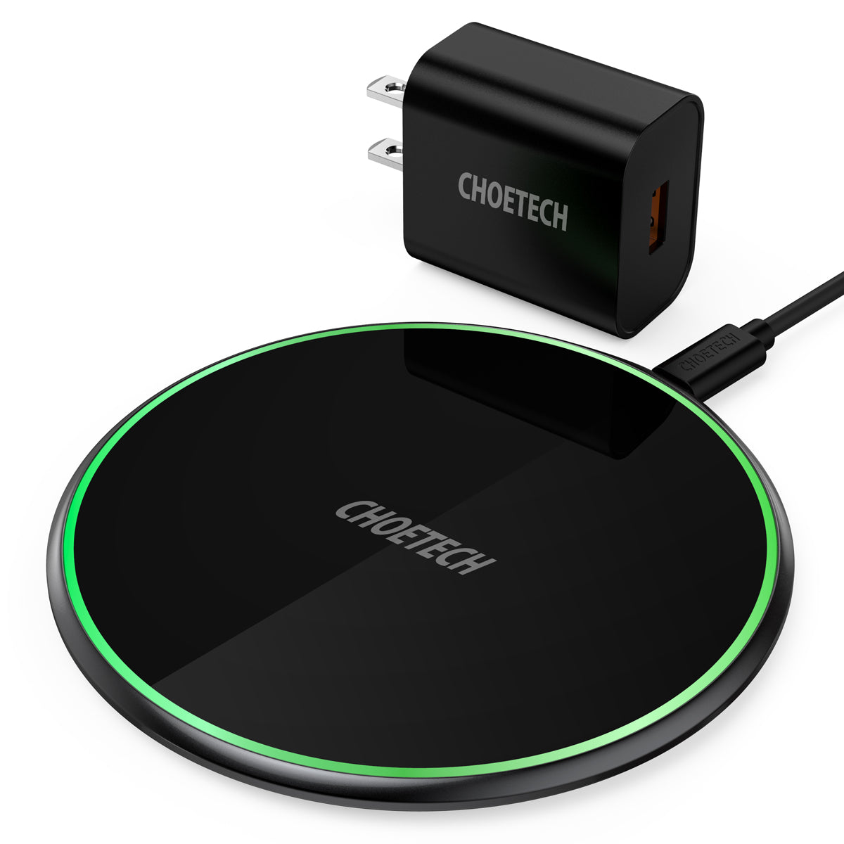 T559-F CHOETECH USB-C 15W Wireless Charger, Zinc Alloy Glass Wireless Charging Pad with Adapter Compatible LG V30/V35/G8,iPhone 11/11 Pro Max/Xs Max/XR/X,Galaxy Note 10/S20/S20+,AirPods Pro,Pixel 3/4XL