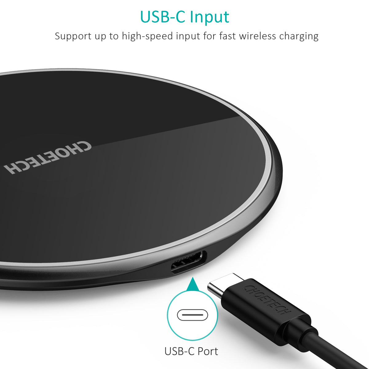 T559-F CHOETECH USB-C 15W Wireless Charger, Zinc Alloy Glass Wireless Charging Pad with Adapter Compatible LG V30/V35/G8,iPhone 11/11 Pro Max/Xs Max/XR/X,Galaxy Note 10/S20/S20+,AirPods Pro,Pixel 3/4XL