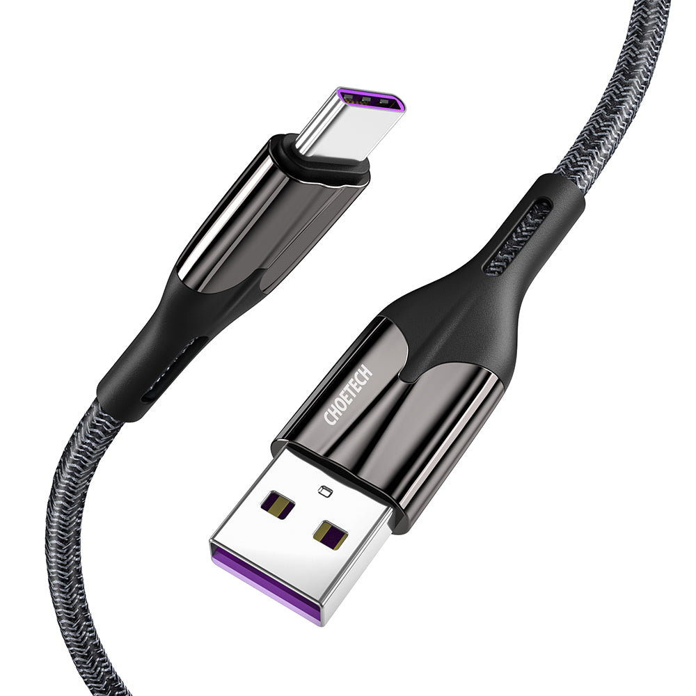 XAC-0014 CHOETECH Cable USB tipo C para HUAWEI, 5A SuperCharge Cable trenzado de nailon de carga rápida Compatible con HUAWEI P30, P20, Mate 20, Mate 20 pro, Honor 20, Honor V20 y más