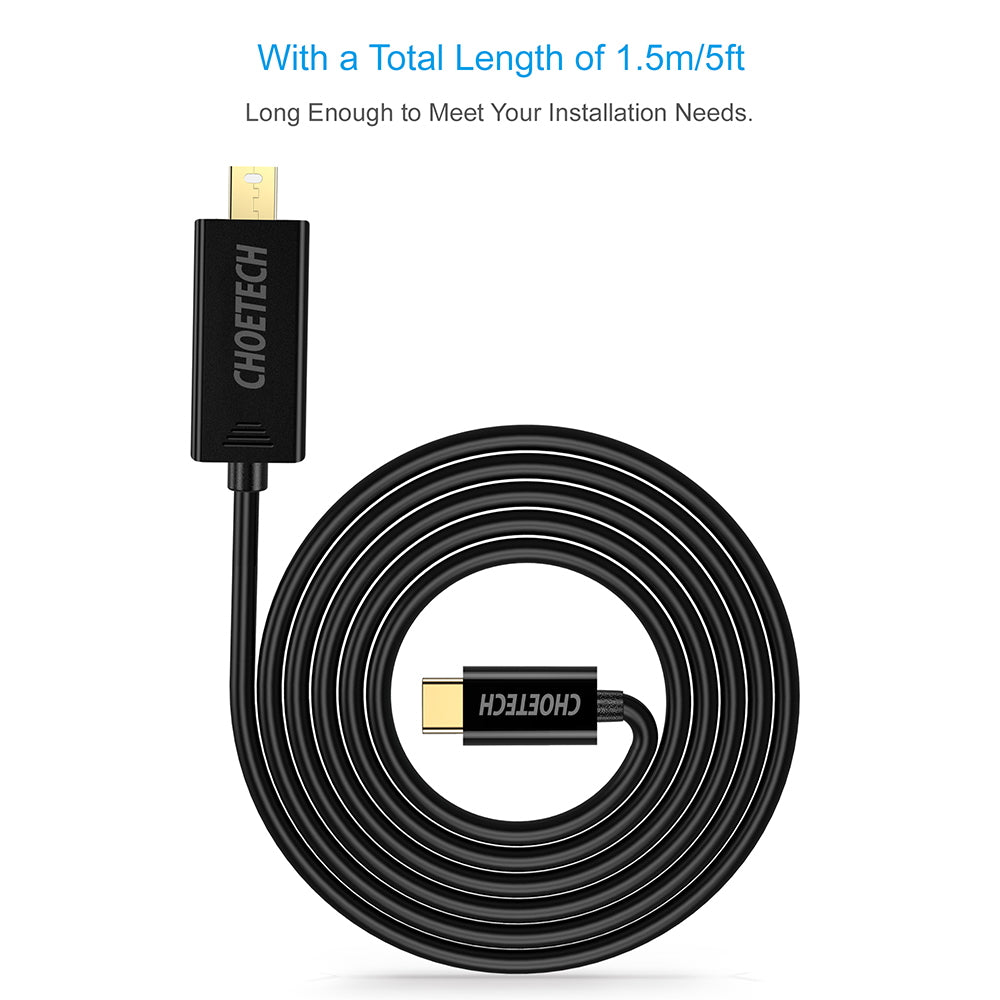 XCM-1501BK Choetech USB C to Mini DisplayPort Cable (1.5m)