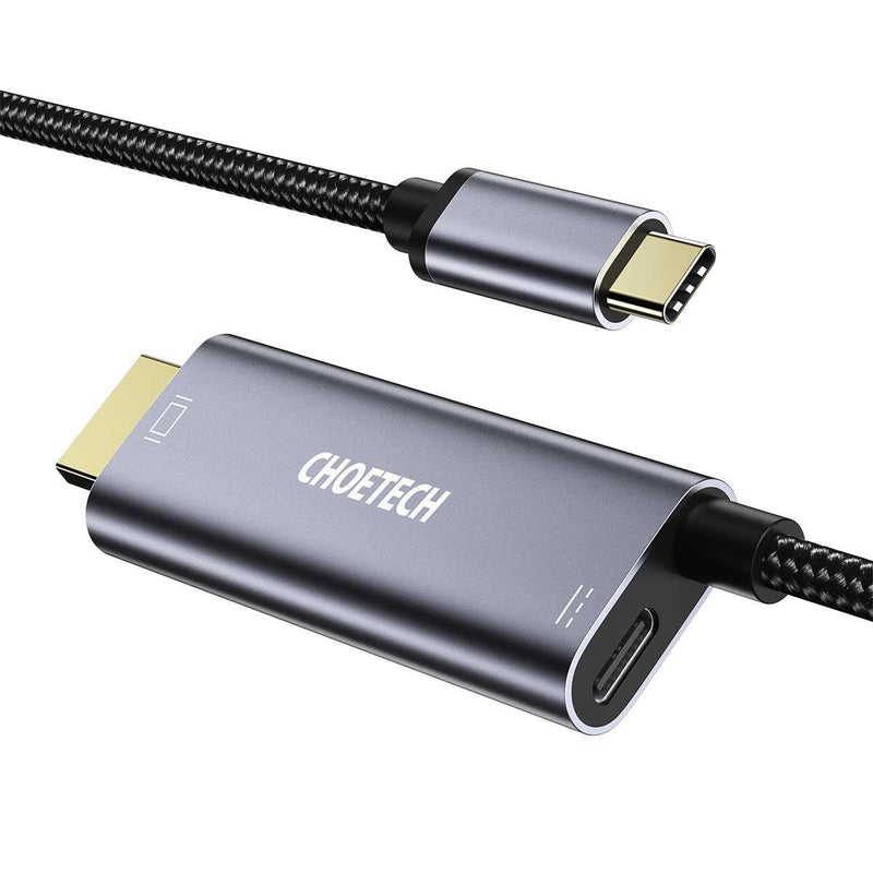 CHOETECH XCH-M180GY USB Type C to HDMI Cable with 60W PD Charging Port Adapter