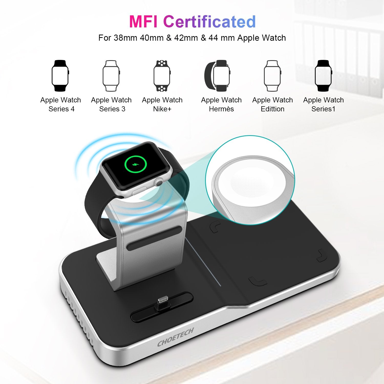 Câble de charge de chargeur Apple Watch certifié Mfi Séries 1 à 6 et se