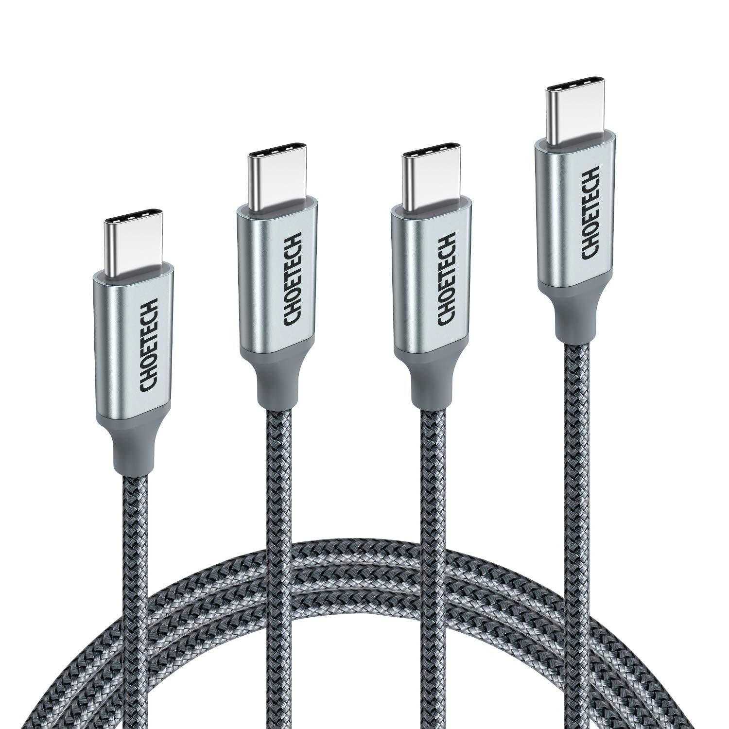 XCC-1002-GY CHOETECH 100W USB Type C 6.6Ft Braided Fast Charging Cable 2 Pack CHOETECH